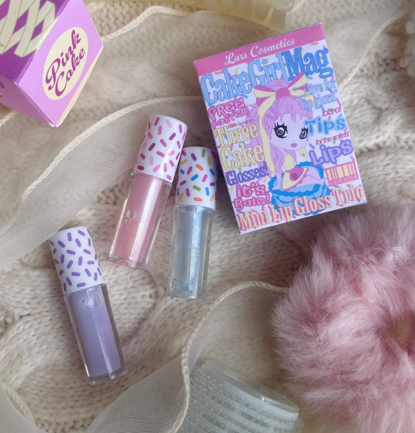 CakeGirlMag Mini Lip Gloss Trio - 3 Funfetti Cake Batter Lip Glosses